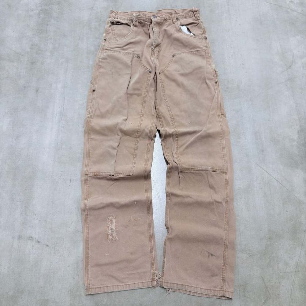 Five Brother Vintage Canvas Double Knee Carpenter Work Pants Tan W32 L34